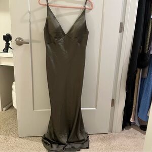 Jenny Yoo Green Satin Maxi Dress